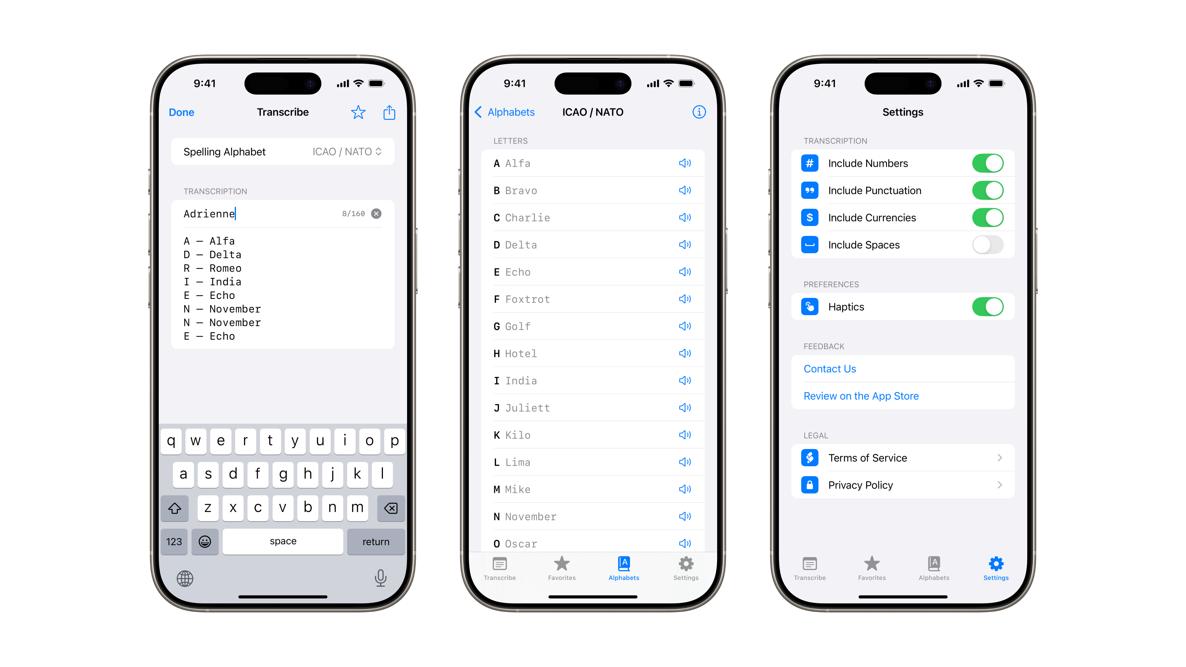 Slide displaying three Codifier iOS app screenshots taken in light mode