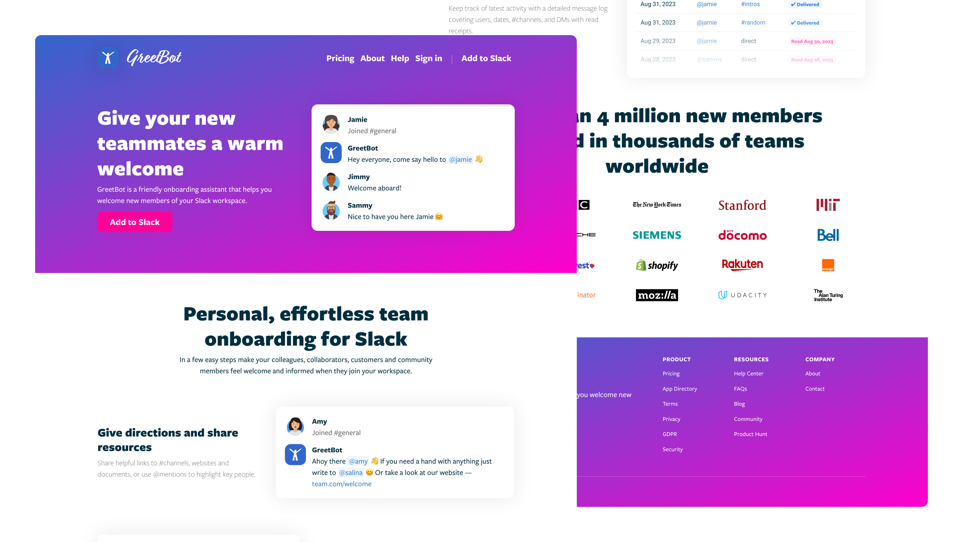 Greet.Bot landing page in light mode