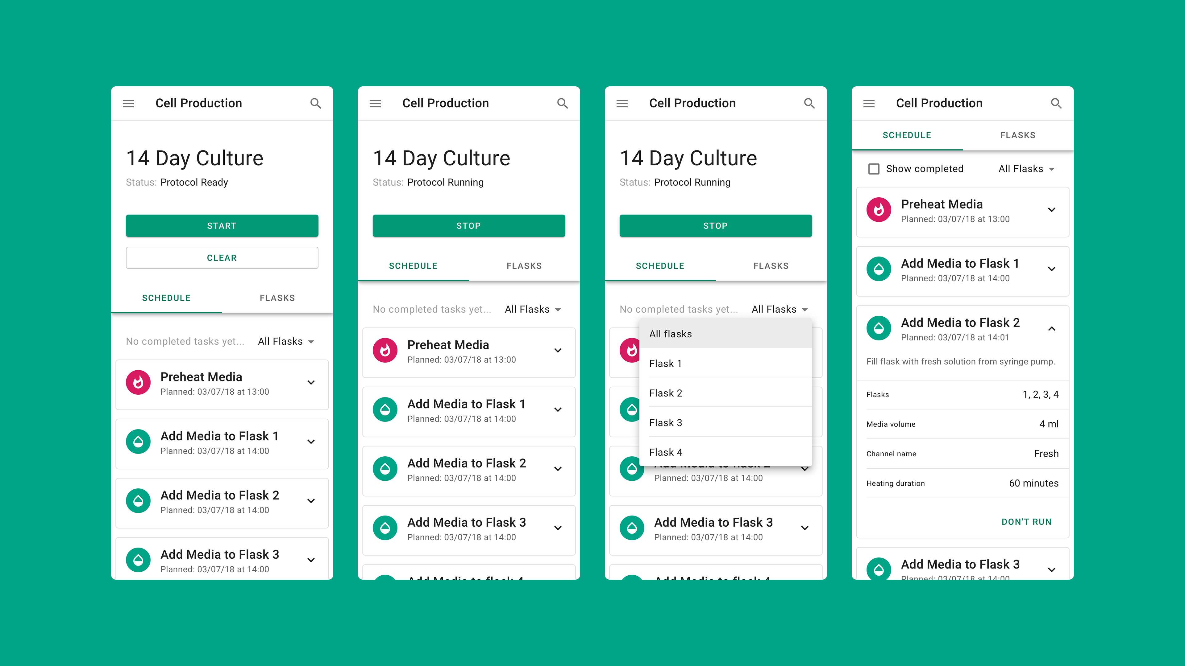 Slide displaying four Mytos.bio web app mockups