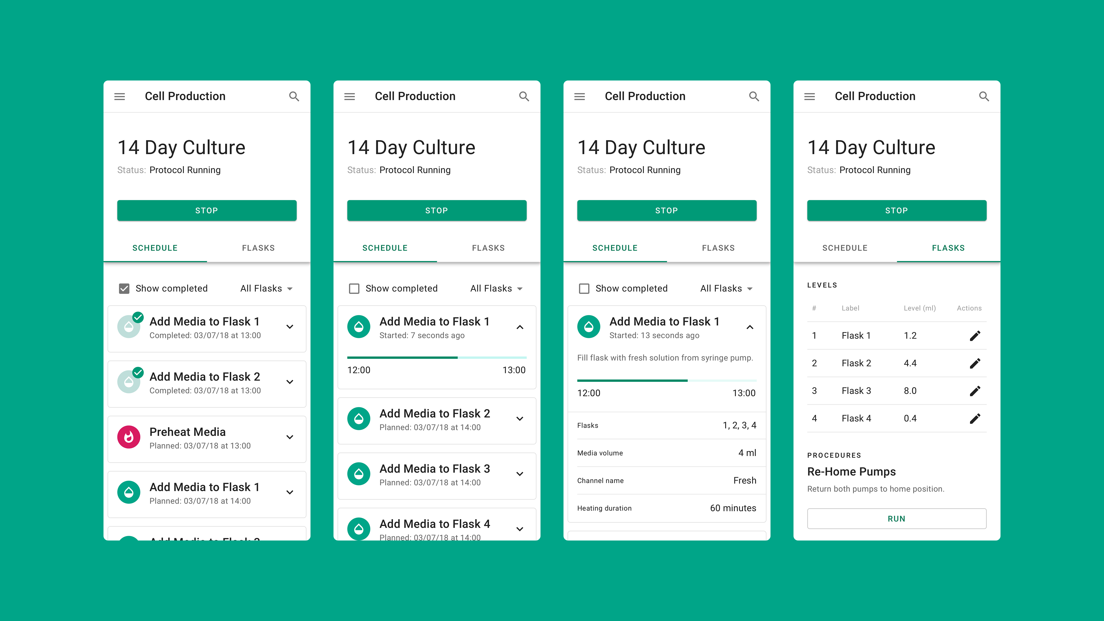 Slide displaying four Mytos.bio web app mockups