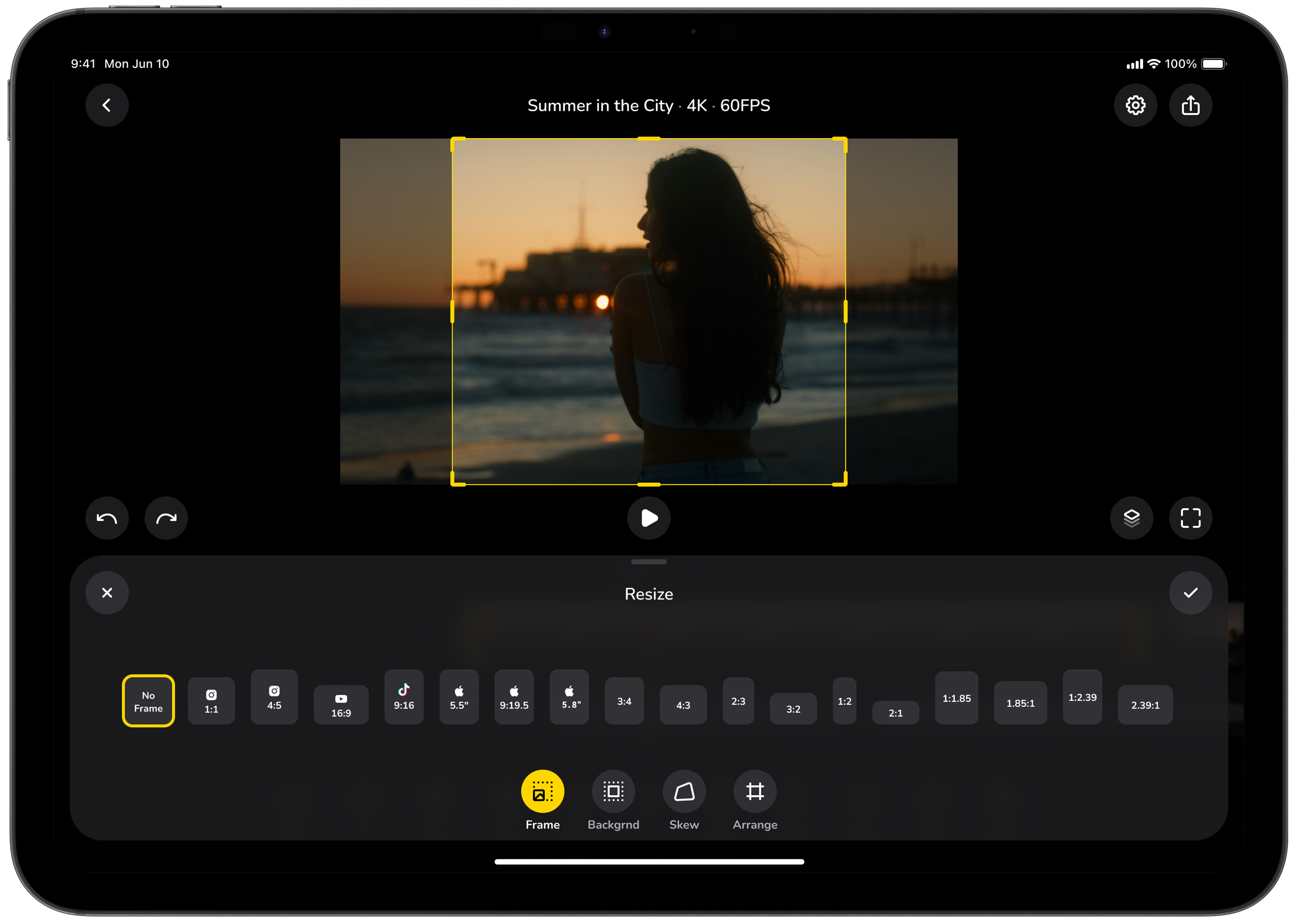 Slide displaying a screenshot of a video editing app for iPadOS