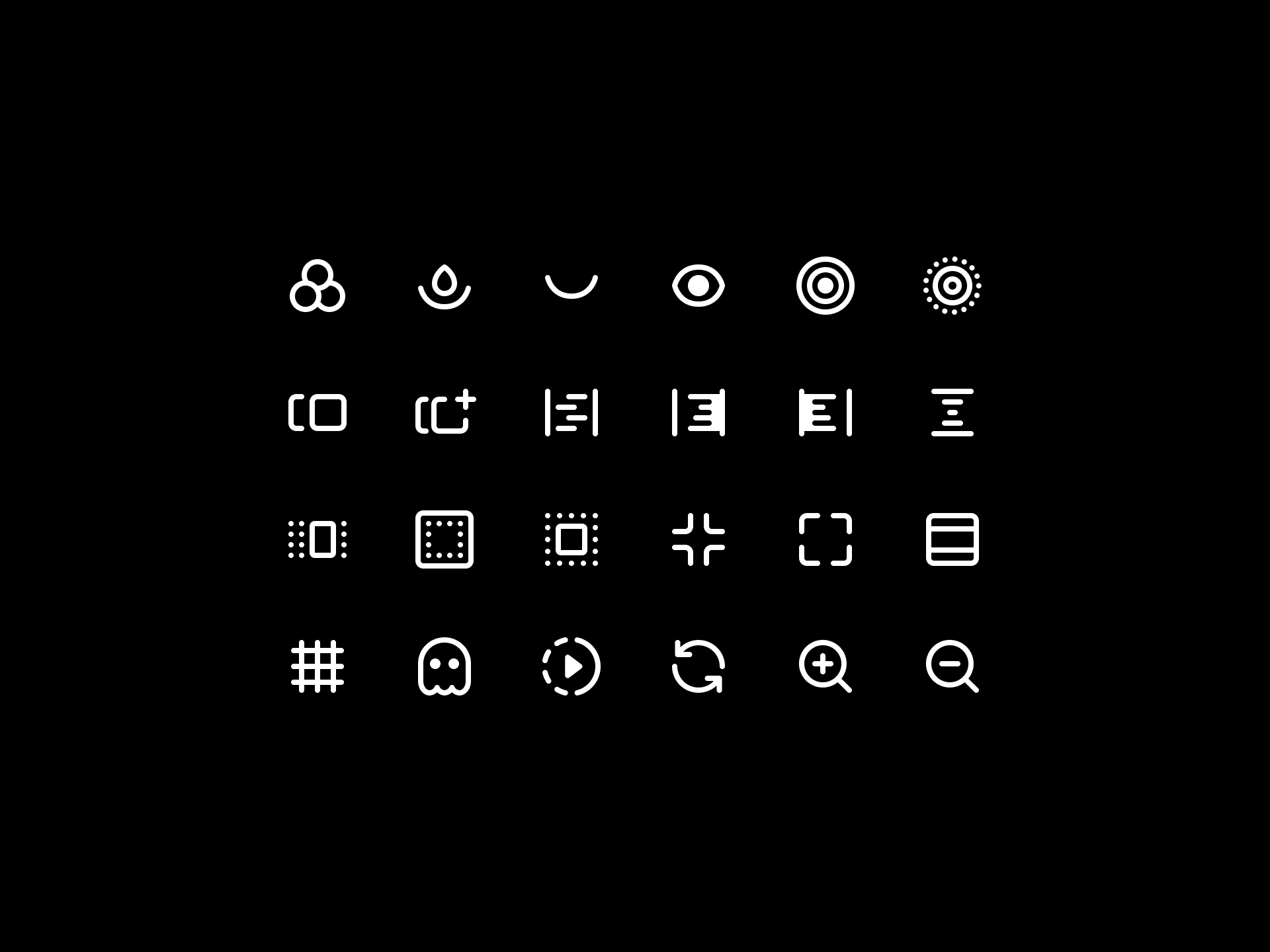 Slide displaying four rows of Videoshop iOS app icons