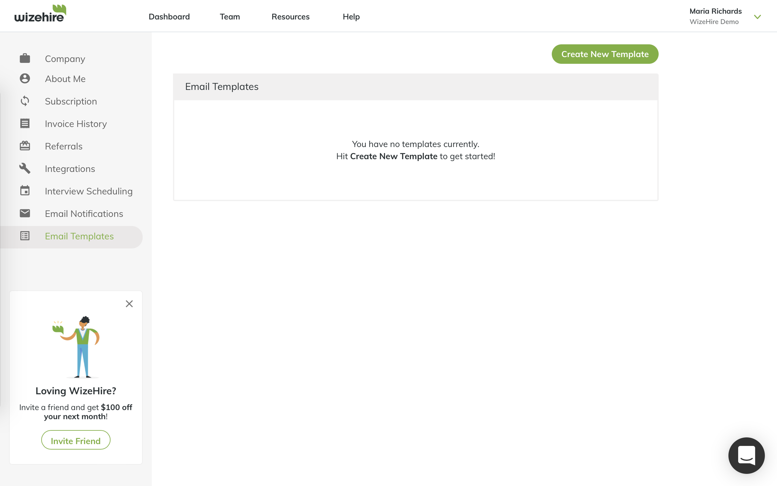 Screeshot of the Wizehire.com blank e-mail template editor taken at the start of the project